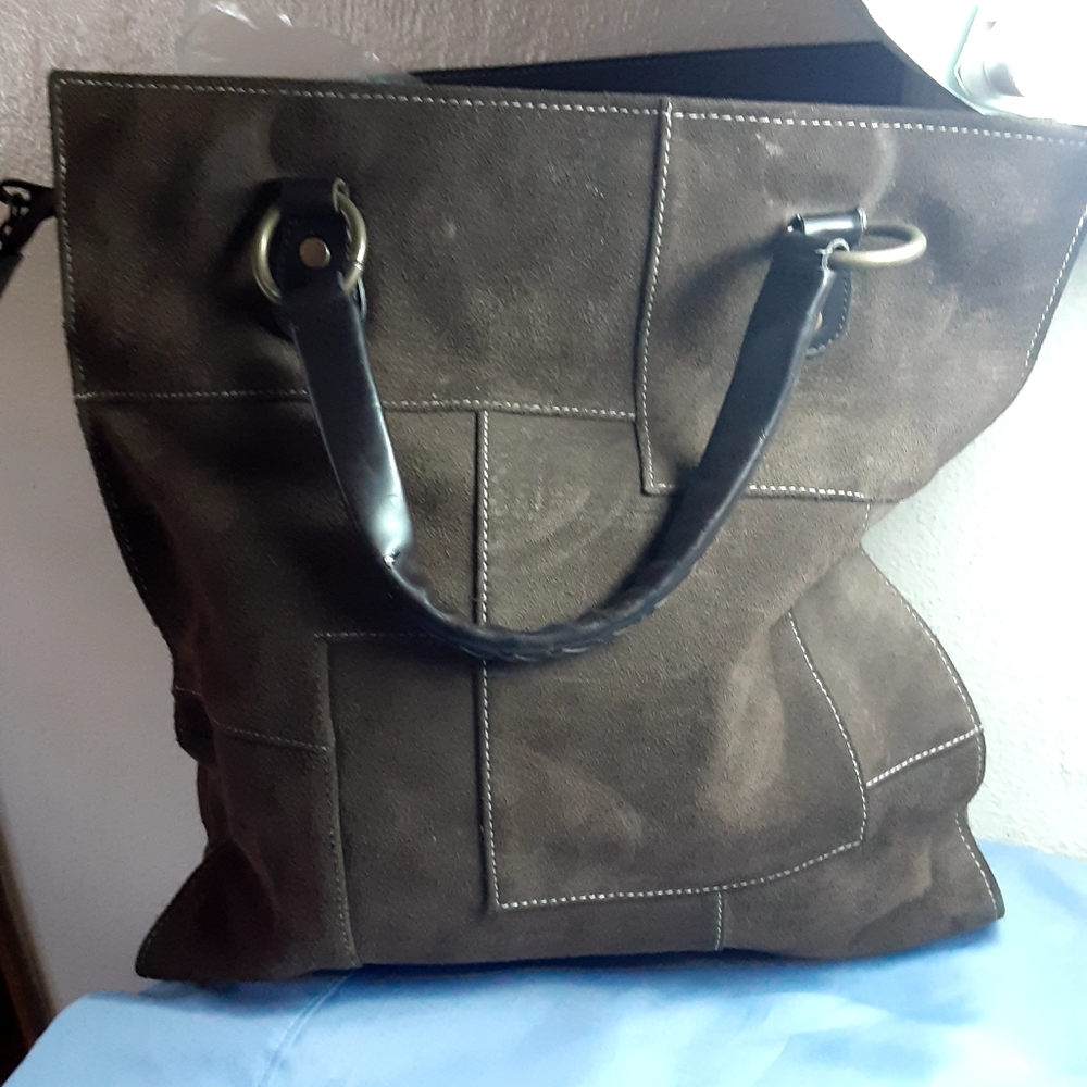 Patchwork genuine leather tote by valerie stevens